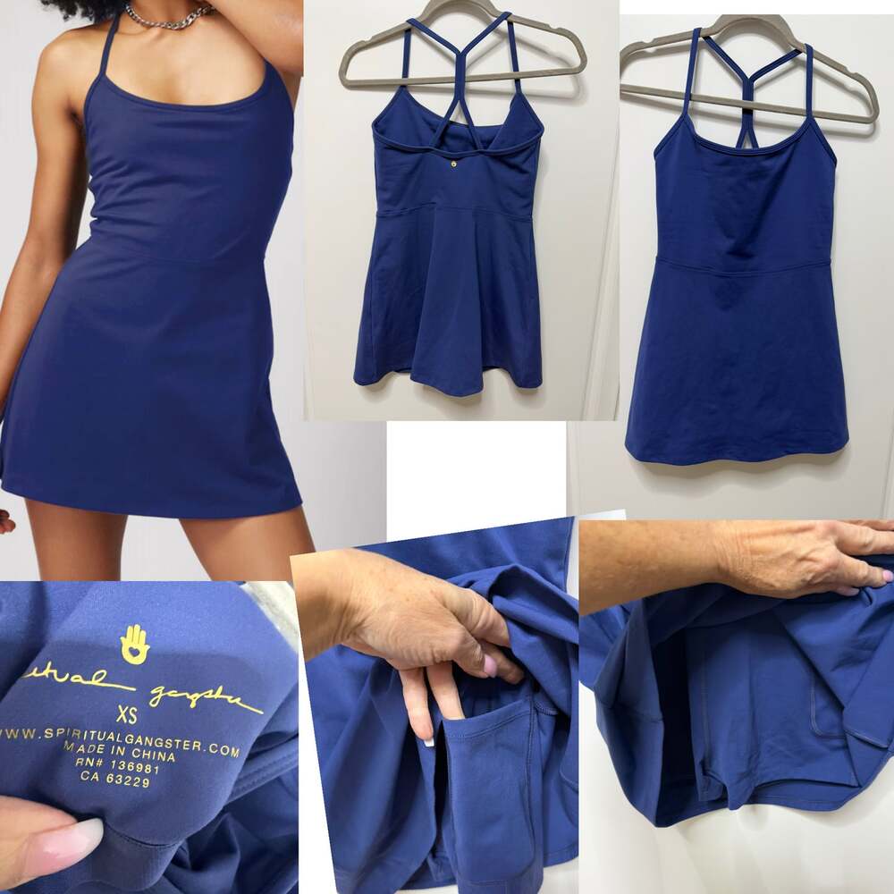 Spiritual Gangster Blue Racerback Lia Dream Tech Athletic Tennis Dress XS - Picture 2 of 8